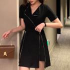 Zip-accent Short-sleeve Mini Dress