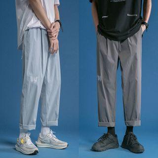 Butterfly Embroidered Straight-leg Pants