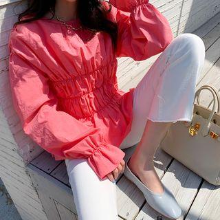 Ruffled Smocked Peplum Blouse