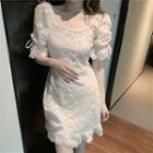 Flower Slim-fit Embroidered Dress