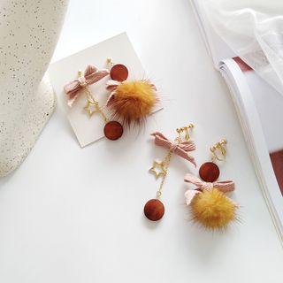 Asymmetric Star Bow Drop Earring / Clip-on Earring