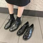 Block Heel Faux Leather Lace-up Shoes