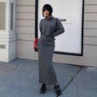 Set: Cowl-neck Sweater + Maxi Skirt