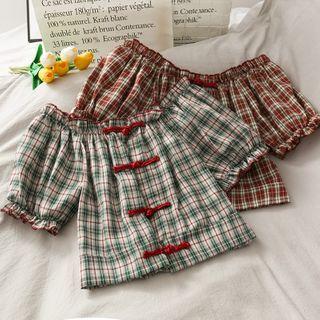 Boatneck Frog-button Cropped Qipao Blouse
