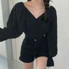 Perforated Blouse Black - One Size