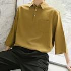 3/4-sleeve Linen Polo Shirt