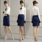Long-sleeve Blouse / Pencil Skirt