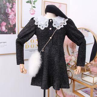 Doll Collar Bright Silk Long-sleeved Dress