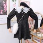Doll Collar Bright Silk Long-sleeved Dress