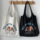 Cartoon Otter Print Shopper Bag