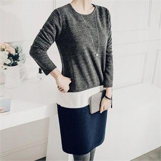 Round-neck Color-block Shift Dress