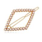Faux Pearl Rhombus Hair Clip 7-068 - White - One Size