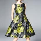 Floral Jacquard Sleeveless Dress