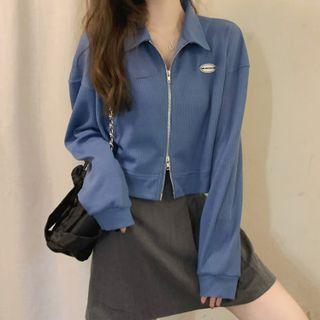 Collar Zip-up Cropped Jacket