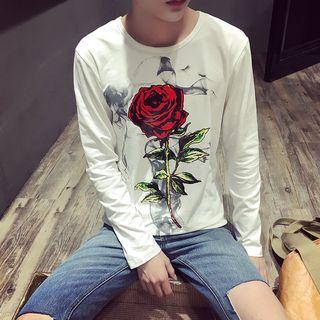Rose Print Long-sleeve T-shirt