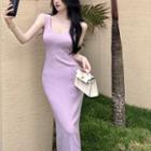 Sleeveless Midi Sheath Dress Light Purple - One Size
