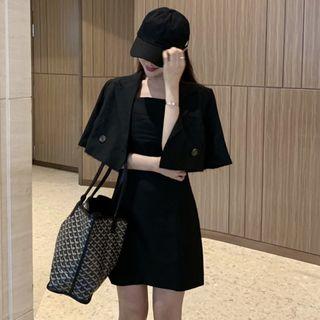 Short-sleeve Blazer / Strappy A-line Dress