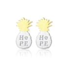 Sterling Silver Simple Personality Double Color Pineapple Stud Earrings Silver - One Size