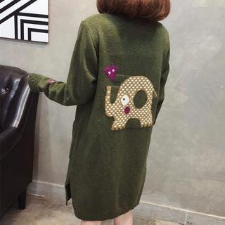 Jacquard Open Front Long Cardigan