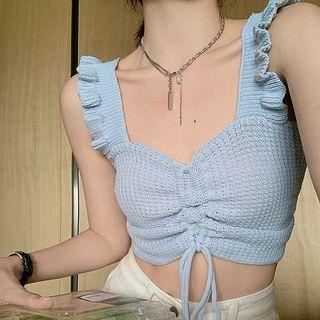 Ruffle Drawstring Cropped Camisole Top