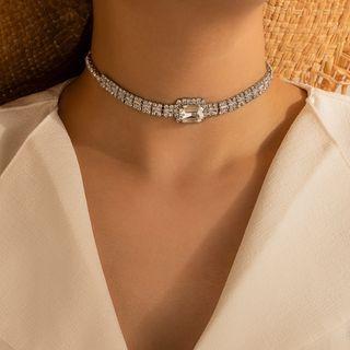 Rhinestone Choker 13934 - Silver - One Size