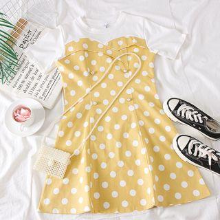 Mock Two-piece Dotted Mini Dress
