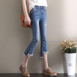 Cropped Boot-cut Jeans / Under Shorts