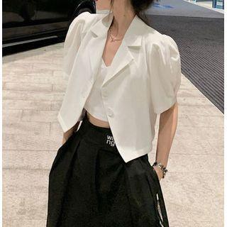 Puff-sleeve Plain Jacket