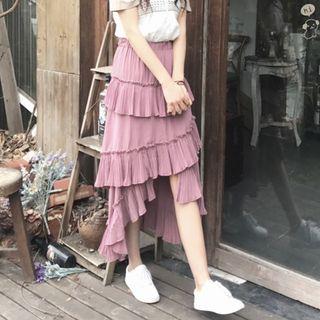 Frill Trim Tiered A-line Skirt