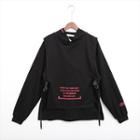 Hooded Lettering Buckled Pullover