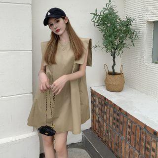 Round-neck Plain Oversize A-line Mini Dress