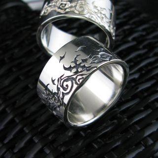 Wide Engraved Sterling Silver Band Ring