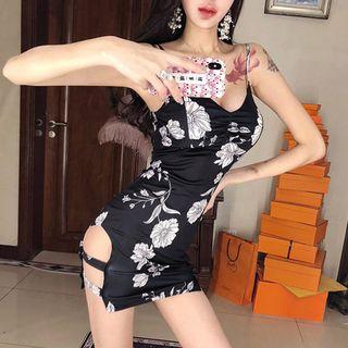 Floral Strappy Mini Bodycon Dress