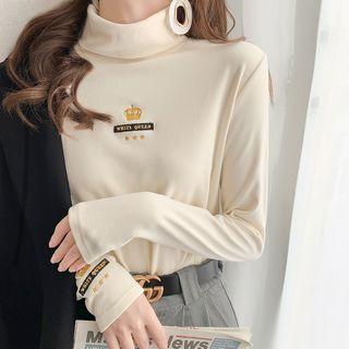 High-neck Long-sleeve Printed Top