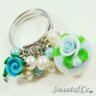 Sweet Mini Blue Glitter Cupcake Floral Ring