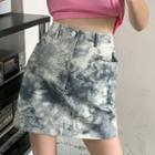 Tie-dyed A-line Mini Skirt