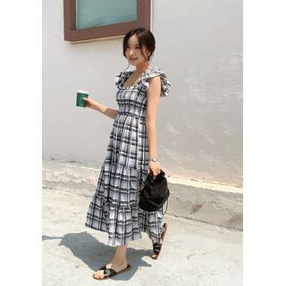 Tiered Plaid Long Sundress