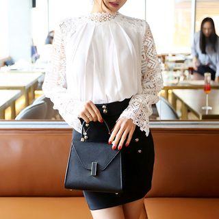 Lace Long-sleeve Blouse / Mini Skirt