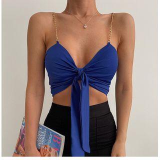 Chain Strap Ribbon Crop Camisole Top