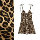 Tie-strap Leopard Print Mini Dress