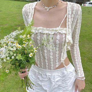 Set: Asymmetrical Camisole Top + Cropped Jacket