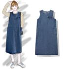 Denim Midi Sleeveless A-line Dress Blue - One Size