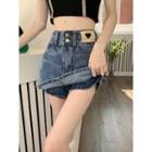Heart Applique Denim Skort