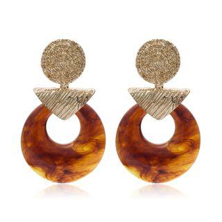 Alloy & Acrylic Dangle Earring 1365 - 1 Pair - Gold - One Size
