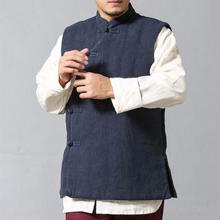 Linen Cotton Chinese Collared Vest