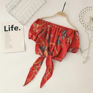 Short-sleeve Off Shoulder Printed Top