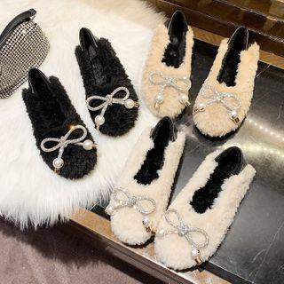 Faux Fur Tie Moccasins
