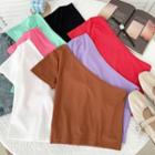 Asymmetrical One-shoulder Crop T-shirt In 7 Colors