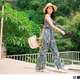 Pineapple Print Spaghetti-strap Jumpsuit