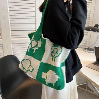 Sheep Print Knit Tote Bag